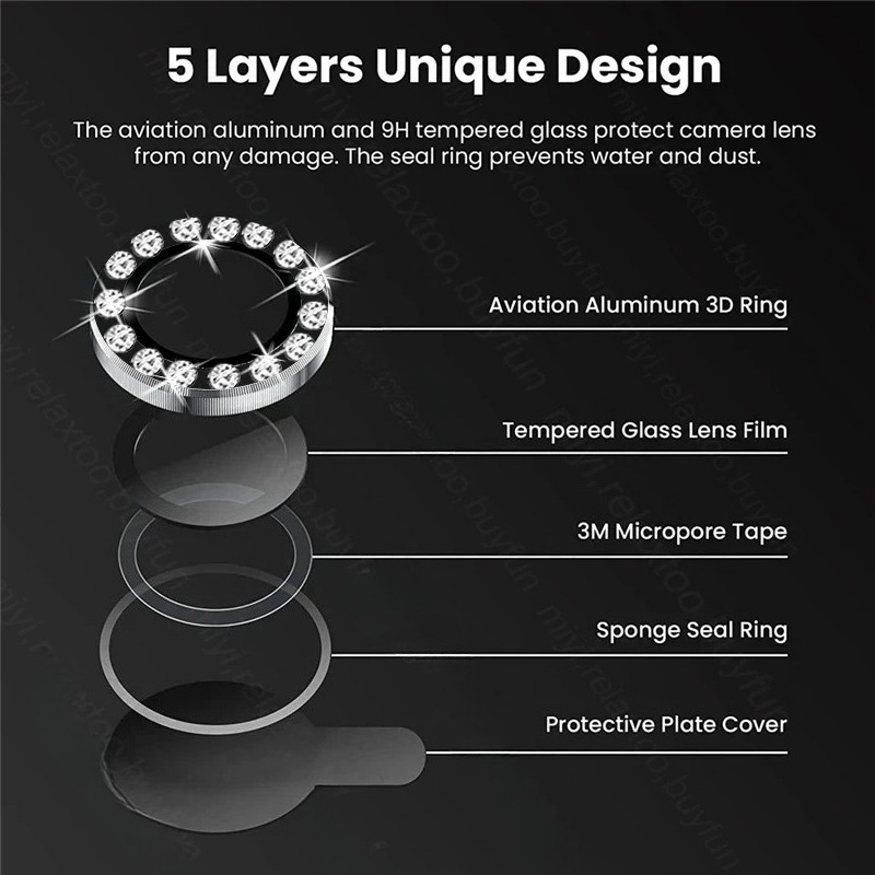 3D Rhinestone Sparkling 9H Len - Tempered Glass Screen 9H 评论和价格
